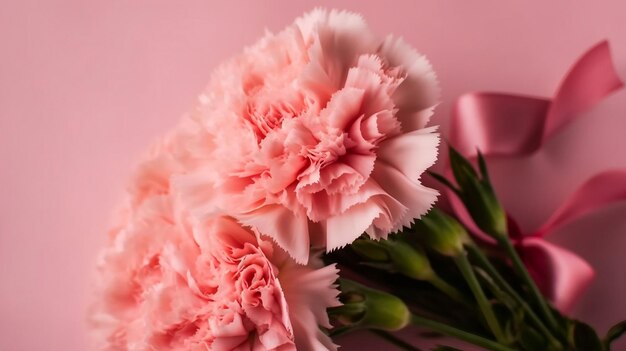 A pink flower with a bunch of carnations on it