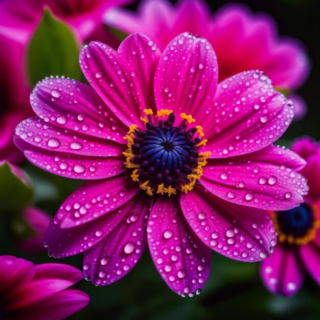 Photo pink flower with dew drops