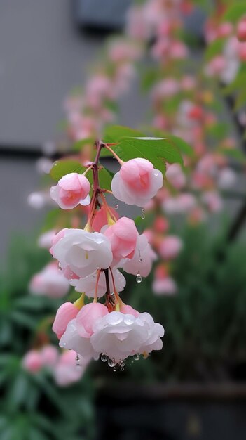 A pink flower with a drop of water on it