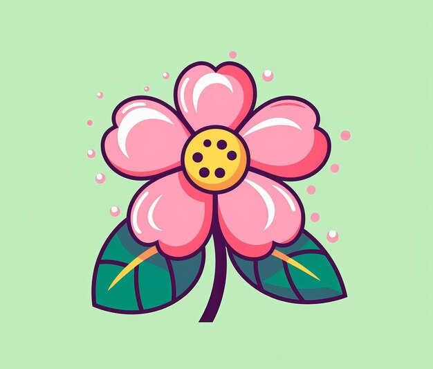 A pink flower with a green background