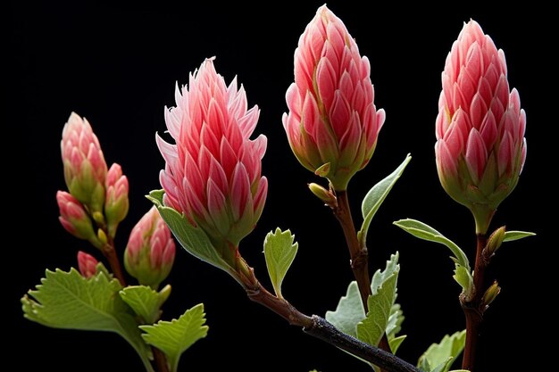 Photo a pink flower with a green leaf that says  pink