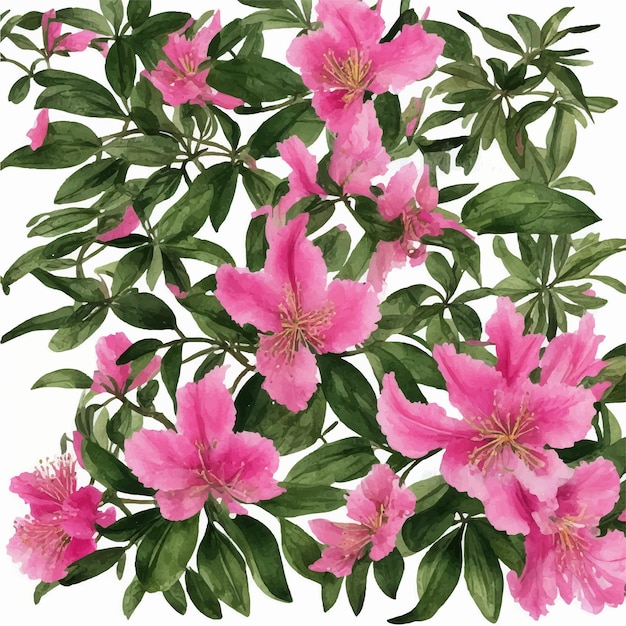 Photo a pink flower with green leaves and the word azalea on it