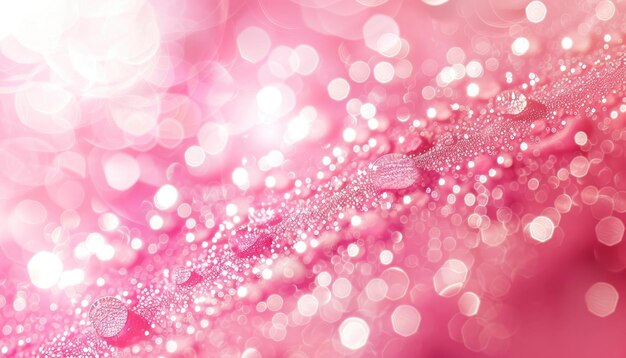 Photo a pink flower with a pink background with sparkling bubbles