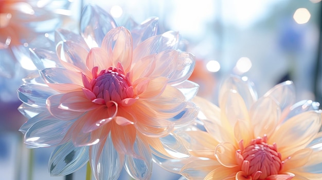 A pink flower with pink and blue petals.