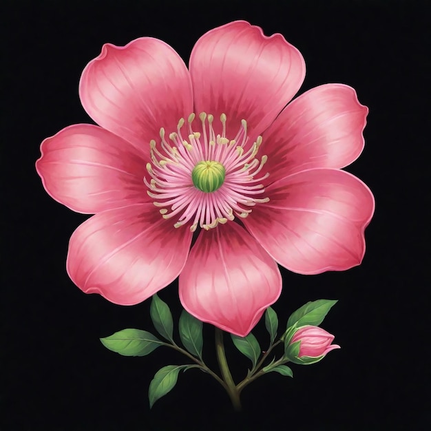 Photo a pink flower with prominent petals and a detailed center