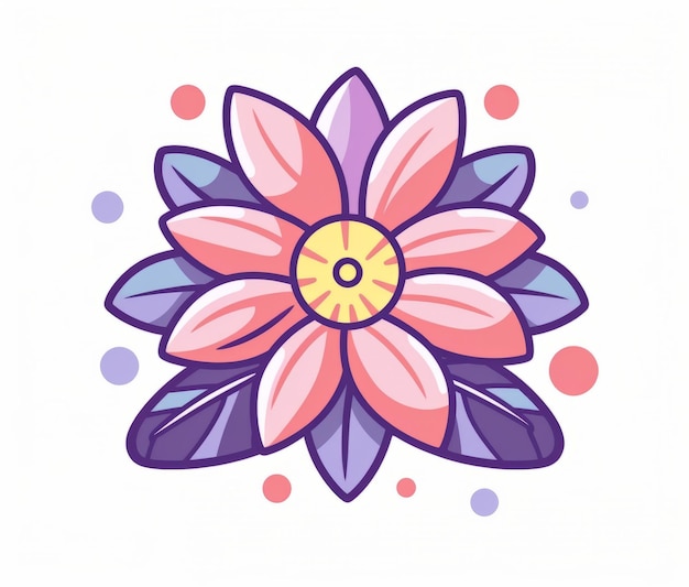 A pink flower with a purple flower on the bottom.