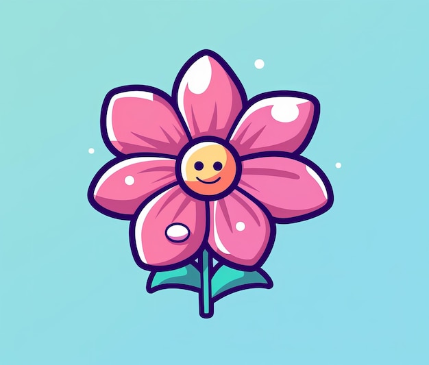 A pink flower with a smiley face on it