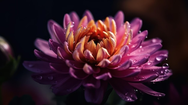 A pink flower with water droplets on it