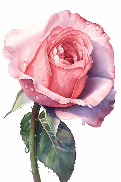 Розовый цветок с капельками воды на нем