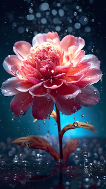 A pink flower with water drops