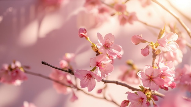 その上にチェリーという言葉が書かれたピンクの花