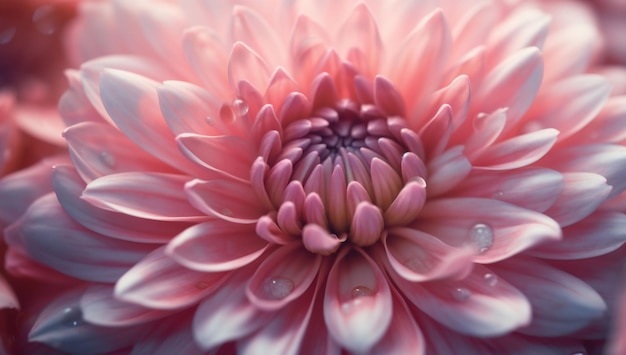 Розовый цветок со словом хризантема внизу