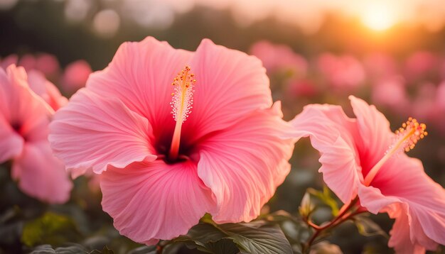 Photo a pink flower with the word  hibiscus  on the bottom