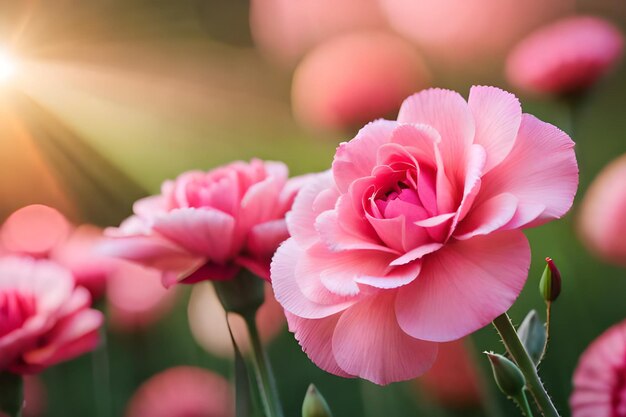 A pink flower with the word love on it