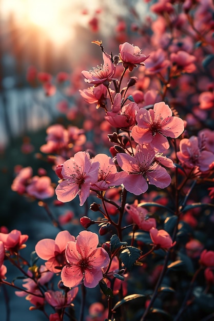 ピンクの花に春という言葉が書かれています