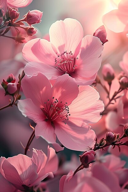 ピンクの花に春という言葉が書かれています
