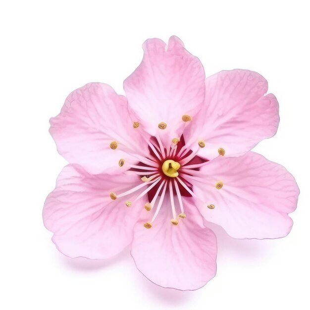 A pink flower with the yellow center and the center of the center is pink.