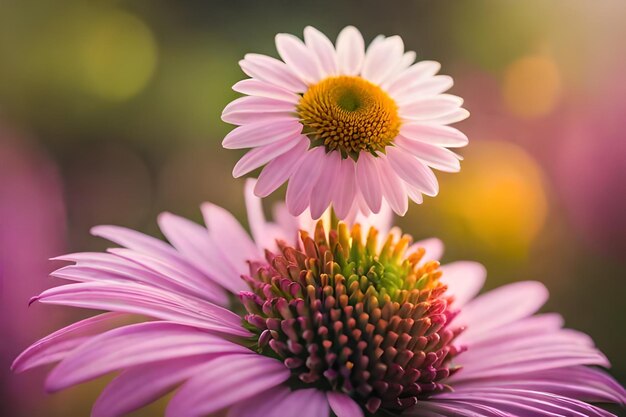 ピンクの花で中心が黄色で、中心はピンクです。