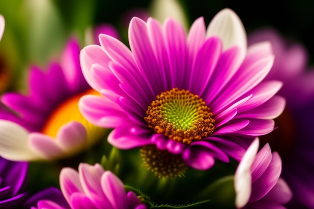 A pink flower with a yellow center