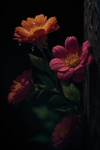 A pink flower with a yellow center