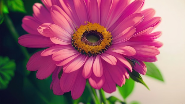 A pink flower with a yellow center