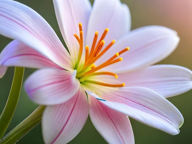 A pink flower with a yellow center