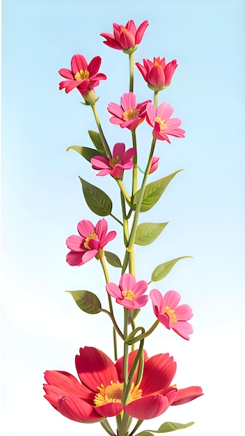 A pink flower with yellow and red petals