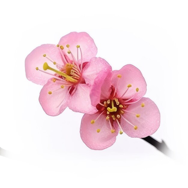 Photo a pink flower with yellow stamens on it