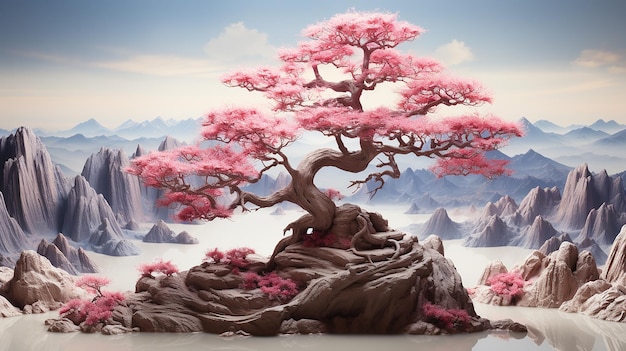 pink flowering tree landscape photo