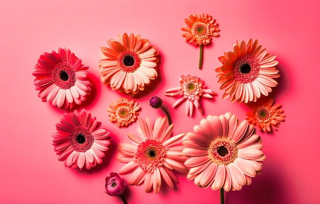 Pink flowers against a pink background