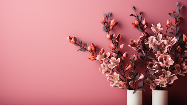 pink flowers background HD 8K wallpaper Stock Photographic Image