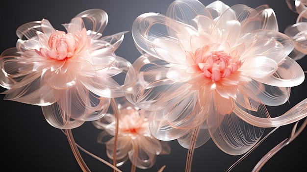 Pink flowers on a black background