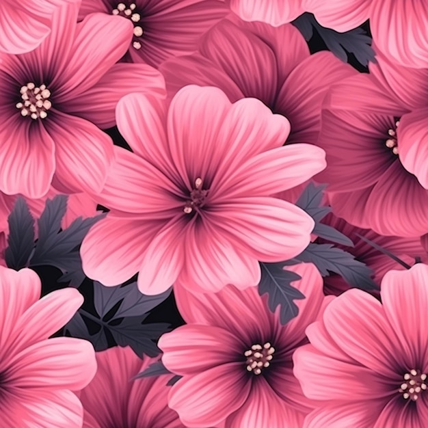 Pink flowers on a black background