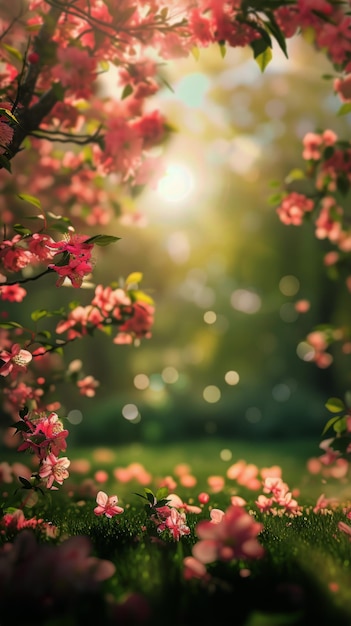 Pink Flowers Blooming on a Sunny Day