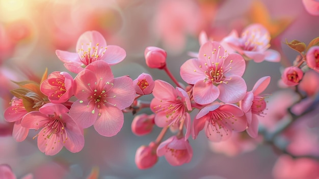 ピンクの花が木にく