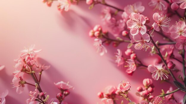 Photo pink flowers on blue background