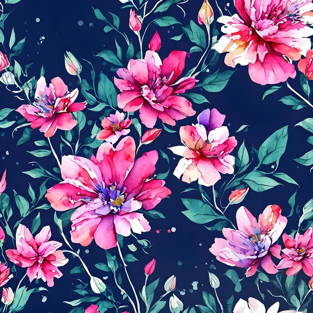 Pink flowers on blue background