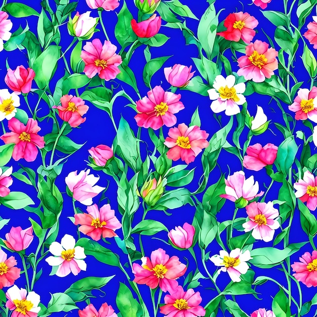 Pink flowers on blue background