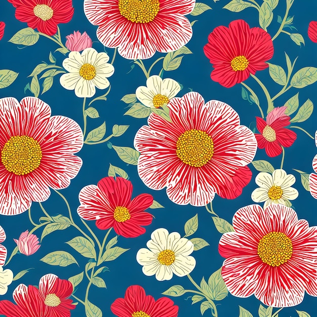 Pink flowers on blue background