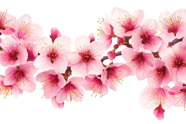 枝 の 上 の ピンク の 花 を 近く から 見る
