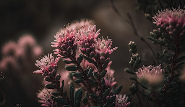 茂みにピンクの花