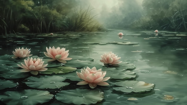 pink flowers floating deep pond lotuses green princess pads candles color verdant amaze