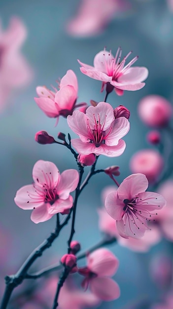 pink flowers on a green background