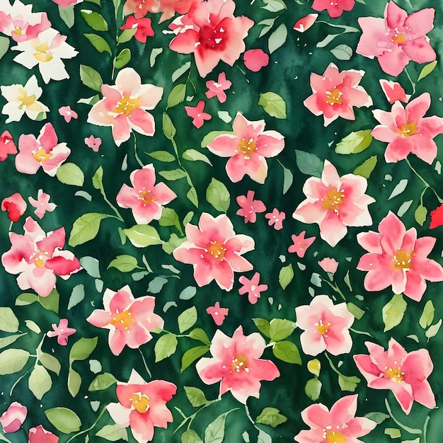 Pink flowers on green background