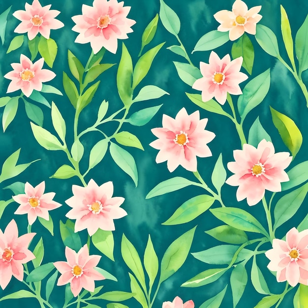 Pink flowers and green leaves