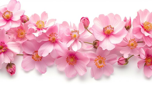 색 배경에 분리 된 분홍색 꽃
