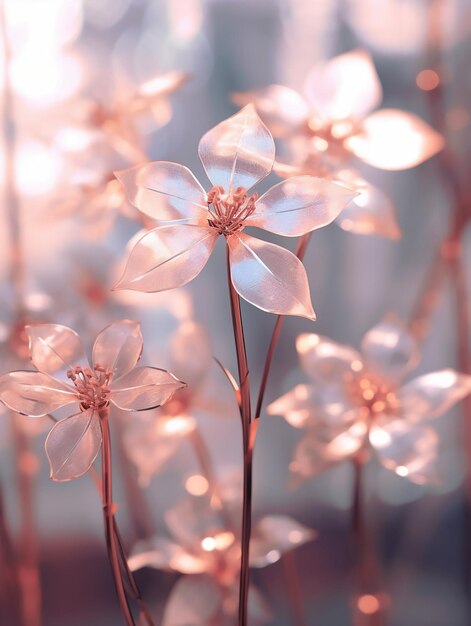 Pink flowers in the light