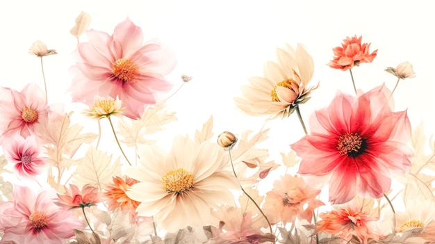 사진 흰색 배경에 분홍색 꽃 generative ai