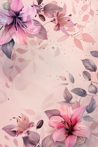 분홍색 바탕 에 분홍색 꽃 을 그린 그림