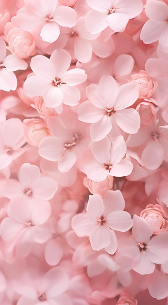 Pink flowers phone wallpaper background ai generated